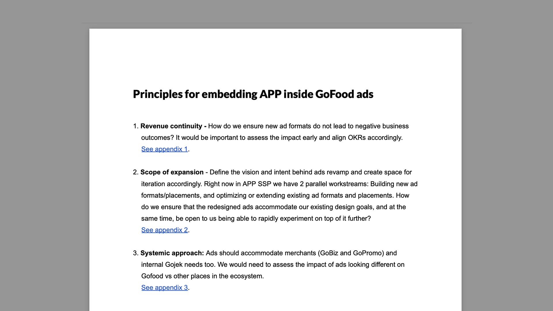 Strategic document and principles